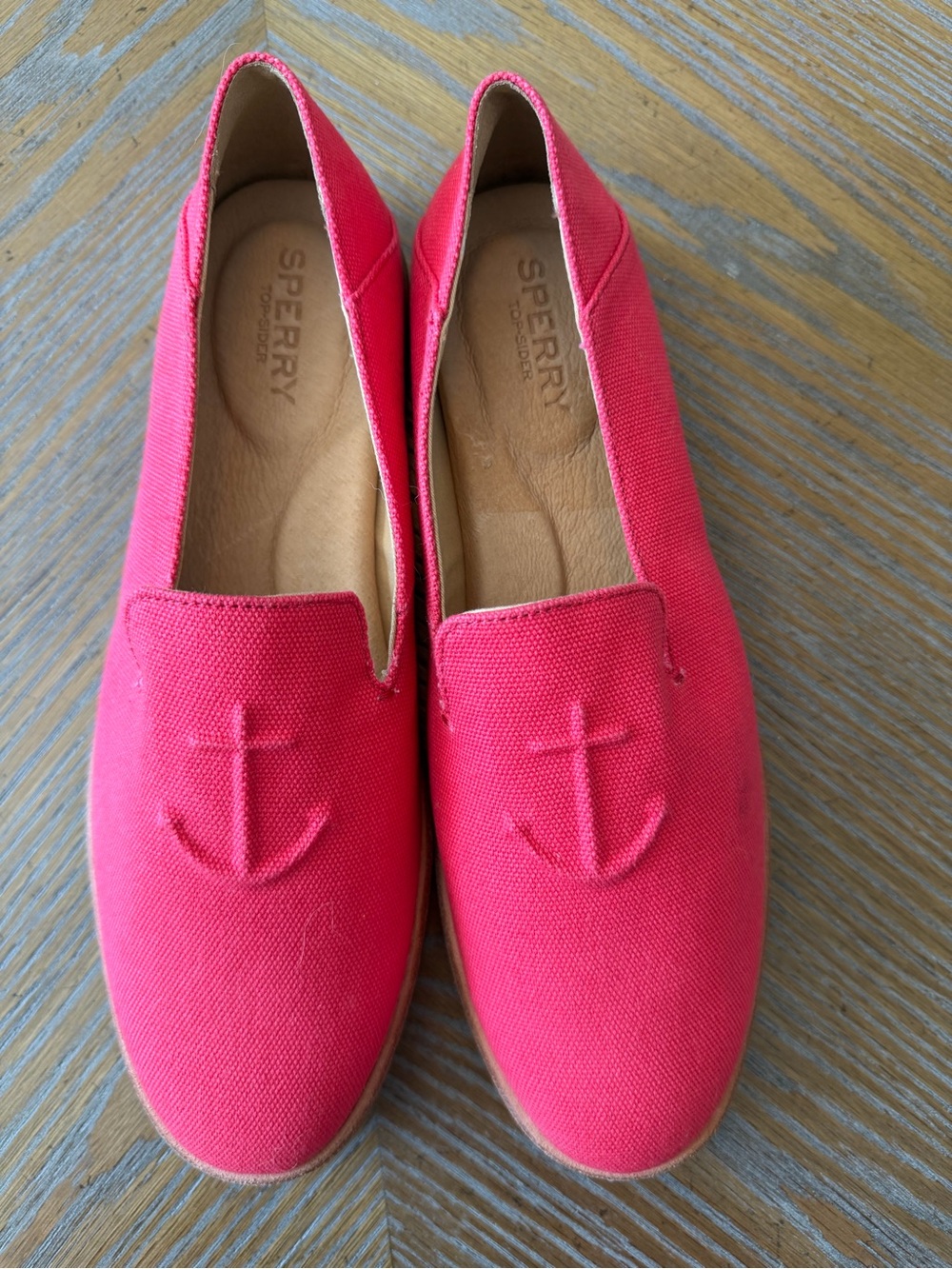 Sperry Top-Sider Red Canvas Anchor Loafers Slip On Shoes Women’s 8